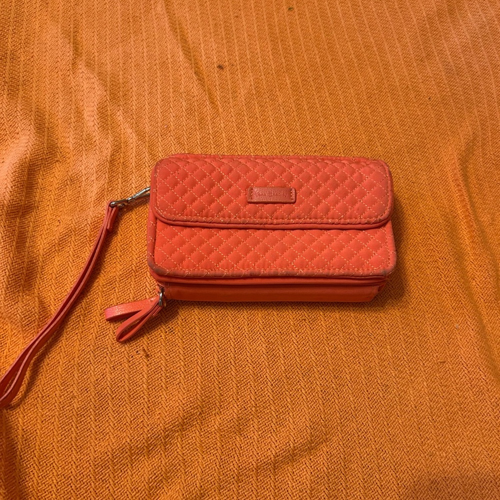 Quilted Orange Wristlet Clutch